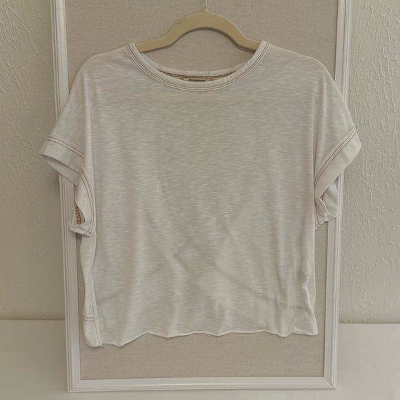 Tops - White Open Back Relaxed Short Sleeve Tee